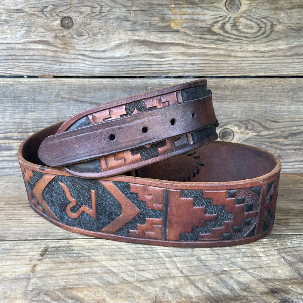 Crafting Leather Southwest Xtra Wide Belt Strap Vintage 80's